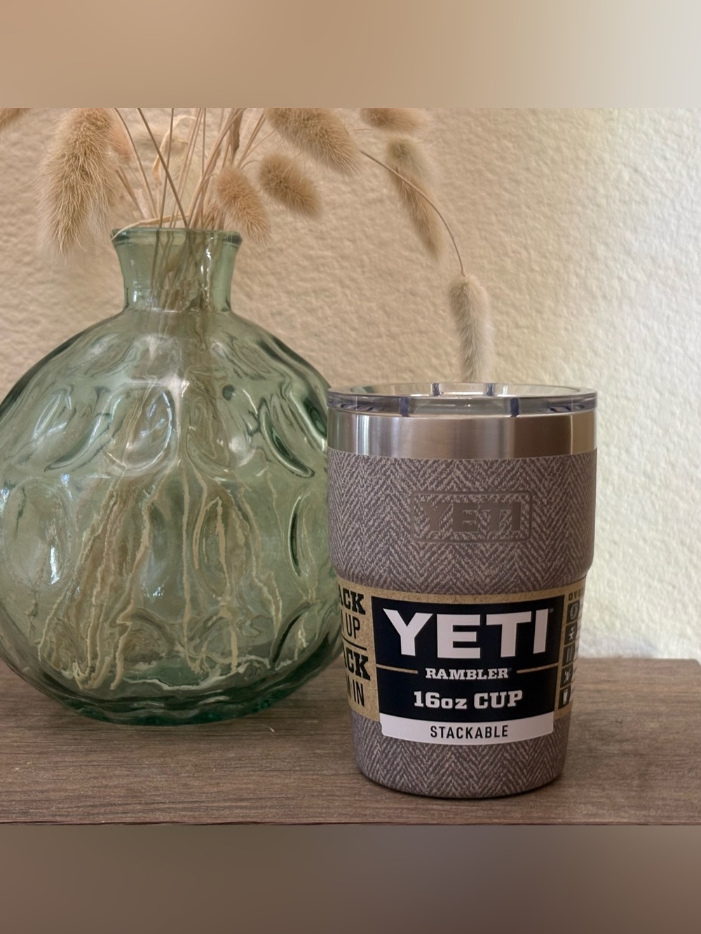 YETI Rambler 16 oz Stackable Cup Riverhead Green Chevron